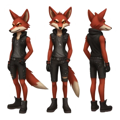 Anthro Punk Red Coyote Full body sticker