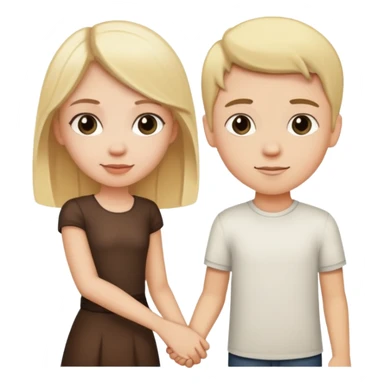 White girl with blonde hair and white boy with dark hair holding hands sticker