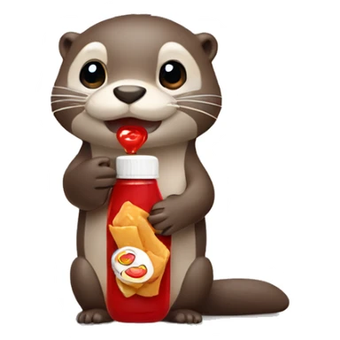 cute otter holding ketchup bottle sticker