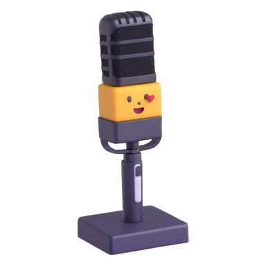 Convert the microphone into a news reporter's microphone in 3D emoji style. Add the classic square sponge with a news channel logo on it. Keep the transparent background. sticker