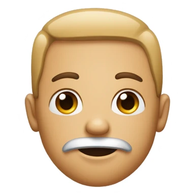 emoji with square face, the right eye closed, the left arm stretched out, the right arm raised, a triangle nose, a frown, 2 teeth, straight hair, a mustache, and the left eye is an x, and a heart tattoo sticker
