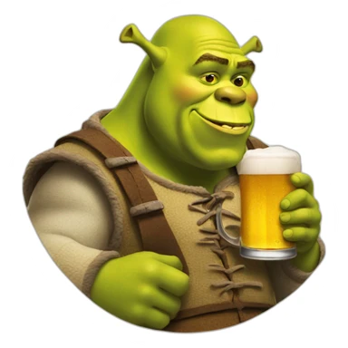Shrek drinking beer sticker
