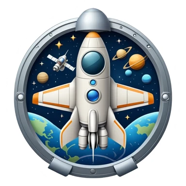 space exploration agency emblem with spacecraft sticker