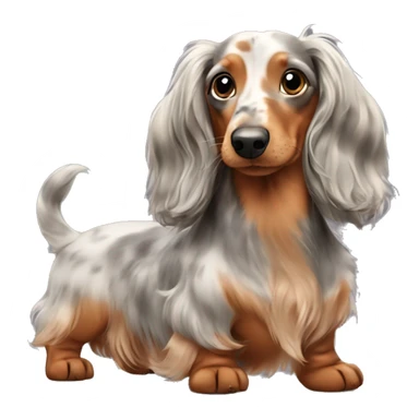 Long-haired merle dachshund with puppy  sticker