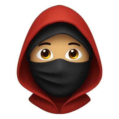 Red hooded individual with a black mask with a square on it sticker
