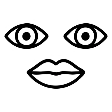A symmetrical face with two large eyes and a pair of lips in the middle, arranged in a row (👁️👄👁️) sticker