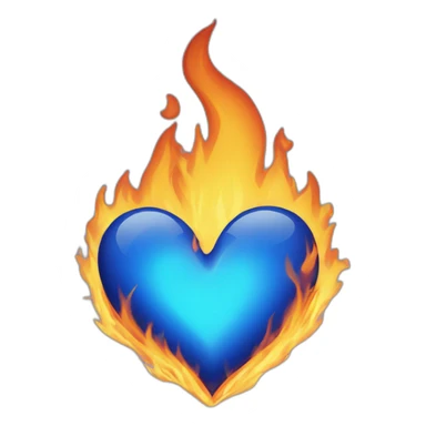 burning blue heart with blue flame sticker