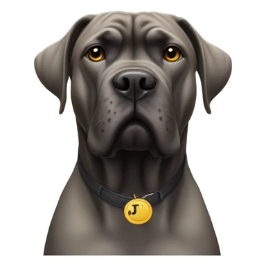  A Cane Corso with a monogrammed J. J. C. on his chest. sticker