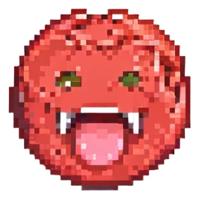 hot red round emoji with open mouth or tongue sticker