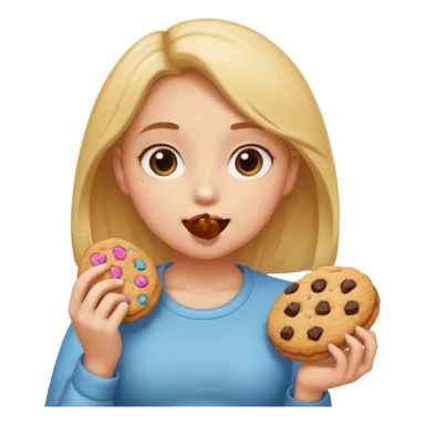 Girl eating cookies with fat stomach sticker