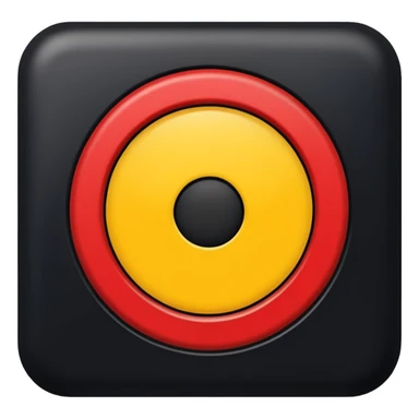 a black and red rectangle with a medium-sized yellow circle in the middle sticker