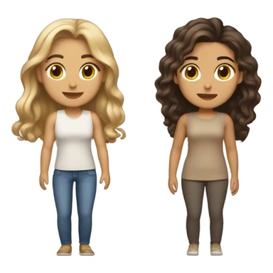 2 besties one latina with light tan skin and one light skin with textured hair and both brunet hair sticker