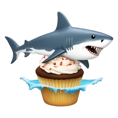 Shark surfing on a cupcake with a penguin on its shoalder  sticker