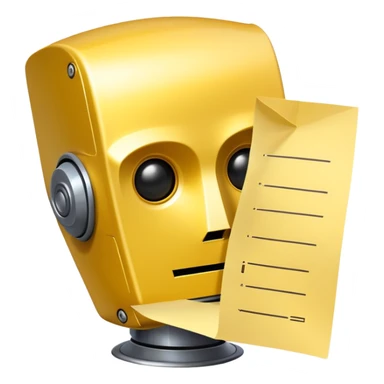 robot head with a yellow paper checklist with a warning symbol on it sticker