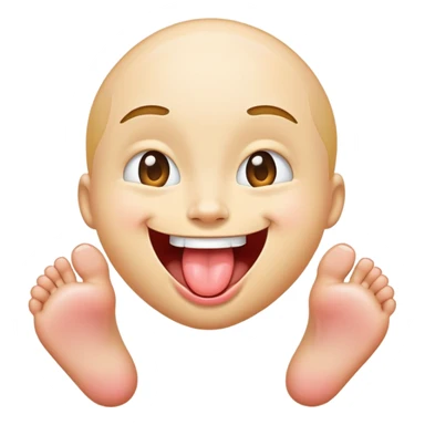 Smiling tongue out winky face feet sticking out sticker