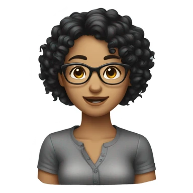 A curly-black-haired girl with glasses and Wink sticker