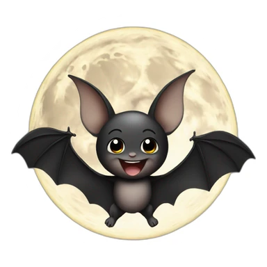 black happy baby bat wings in front of moon sticker