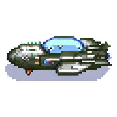 Add a jet in the background of the pixel art style image, maintaining the transparent background. sticker