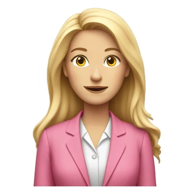 secretary-like whie women with loose long hair in pink suit sticker