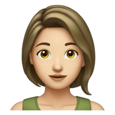 cocasian young adult woman with brown hair and olive green eyes sticker