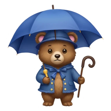 Bear with umbrella hat sticker