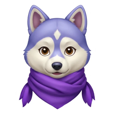 a husky with a purple scarf , a blue shirt, sticker