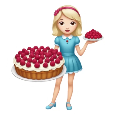 Raspberry torte human full body and legs girl with a raspberry barrette on her head sticker