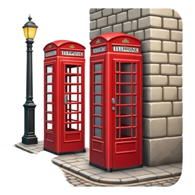 A classic red telephone booth standing on a cobblestone street. sticker