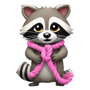 raccoon with pink ropes around wrist and ankles  sticker
