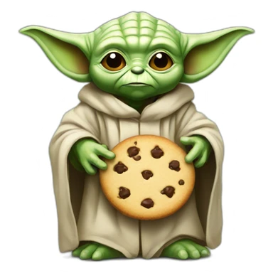 Yoda holding a cookie sticker
