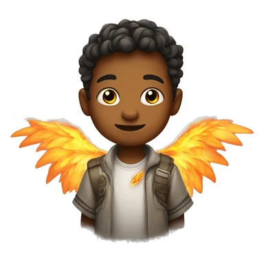 Little boy with wings and fire beneath him  sticker