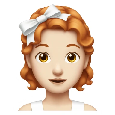 Red-haired girl with white bow in hair with pale skin sticker