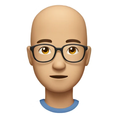  a 35-year old,  bald, Asian man, deep in thought, wearing glasses sticker