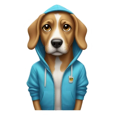 Dog wearing a hoodie sticker