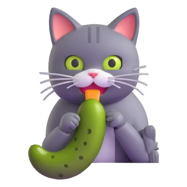 cat eating a pickle sticker