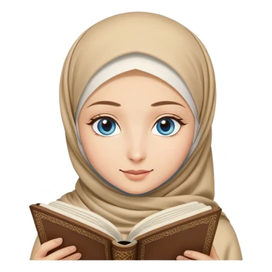 Turkish blonde tuilp design Hijabi girl with blue eyes and beautiful finish reading quran sticker
