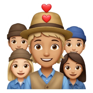 small figure inside a group of people with a heart above sticker