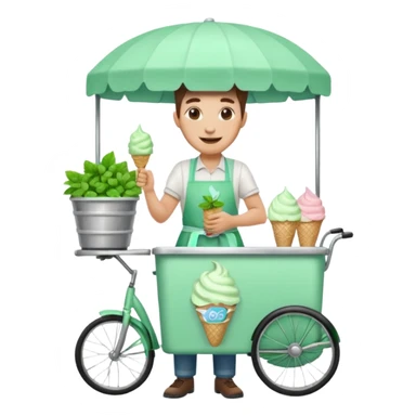 Vendor + mint cart,Ice Cream Vendor. sticker