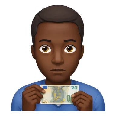 create a blackman holding 20 euro bill and looking like a villian sticker