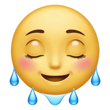 Yellow round emoji with closed eyes and a gentle smile—two wide, bright blue tears flow from under each eye. sticker
