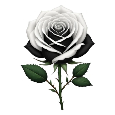 Black and white rose combine with stem sticker