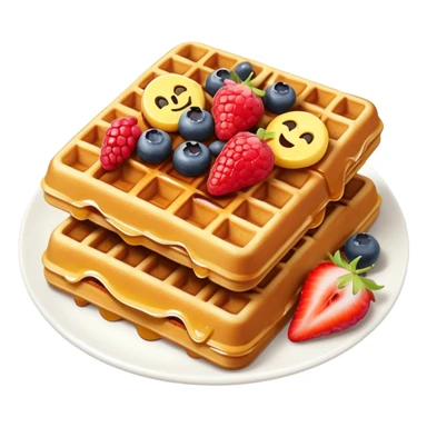 Belgian waffle with toppings in emoji style sticker