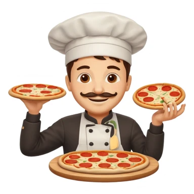smiling Italian chef spinning pizza dough sticker