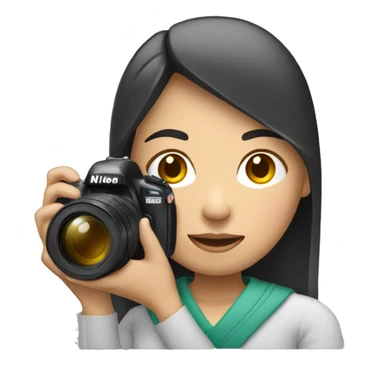 asian woman holding a nikon camera sticker