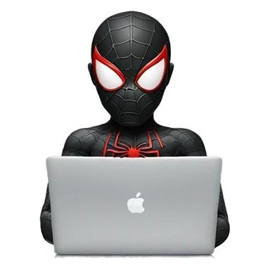 black spiderman with macbook sticker