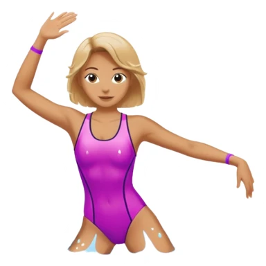 Lady doing aerobics in water with water splash sticker