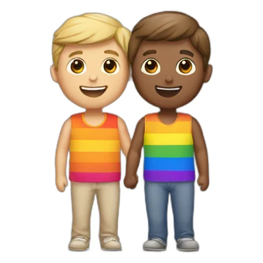 Gay couple with rainbow flag sticker