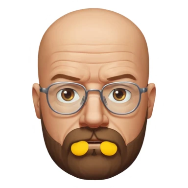 Walter White from Breaking Bad, bald, wearing glasses and beard, serious expression sticker