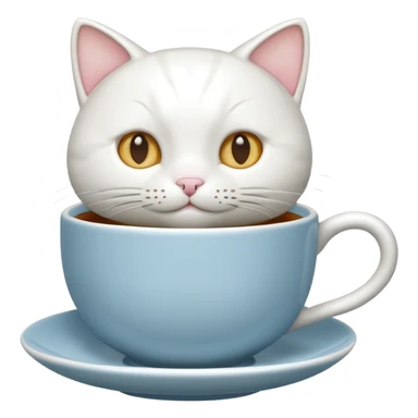 white cat ceramic tea cup sticker