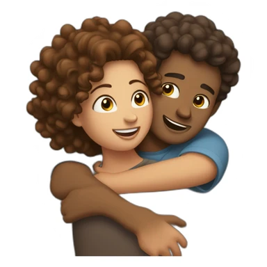 Hug between brown guy and curly brown hair woman sticker